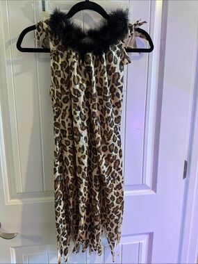 Halloween Leopard Print Kitty Costume Dress with Black Accessories
